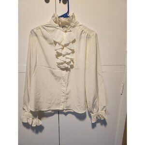 Vintage Roth Le Cover, Cream Ruffle Blouse Sz 16
